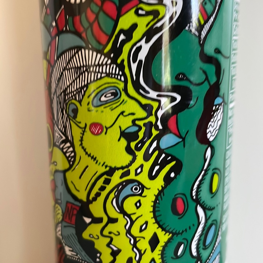 Rare Green Label Art Decorated Mountain Dew Metal Bottle
